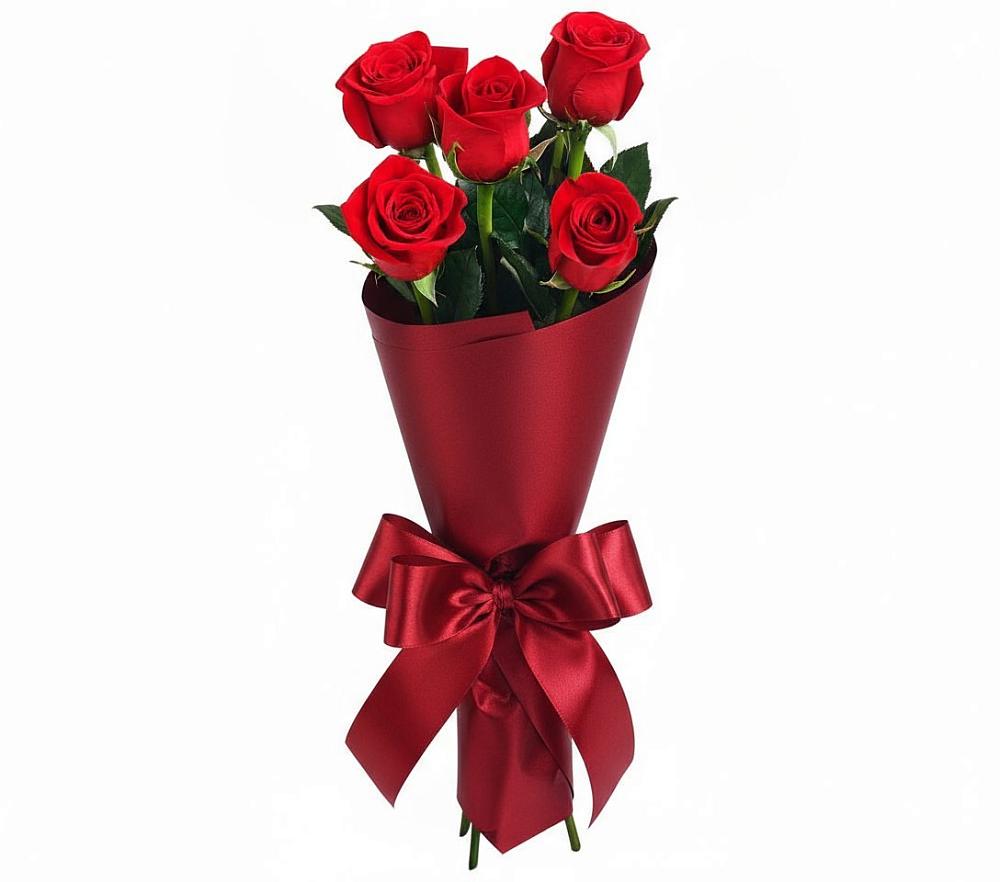 Букет 5 Красных роз Эдлесс Лав в Спицевке