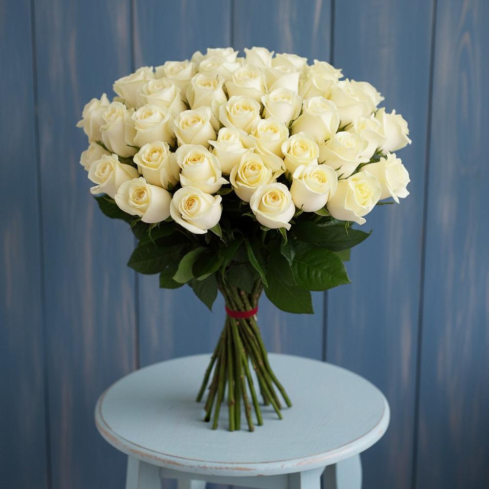 Букет 51 Белая роза Эдлесс Лав в Спицевке