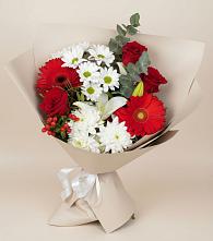 Букет цветов из:  Розы, Хризантемы, Герберы и Лилии в Спицевке