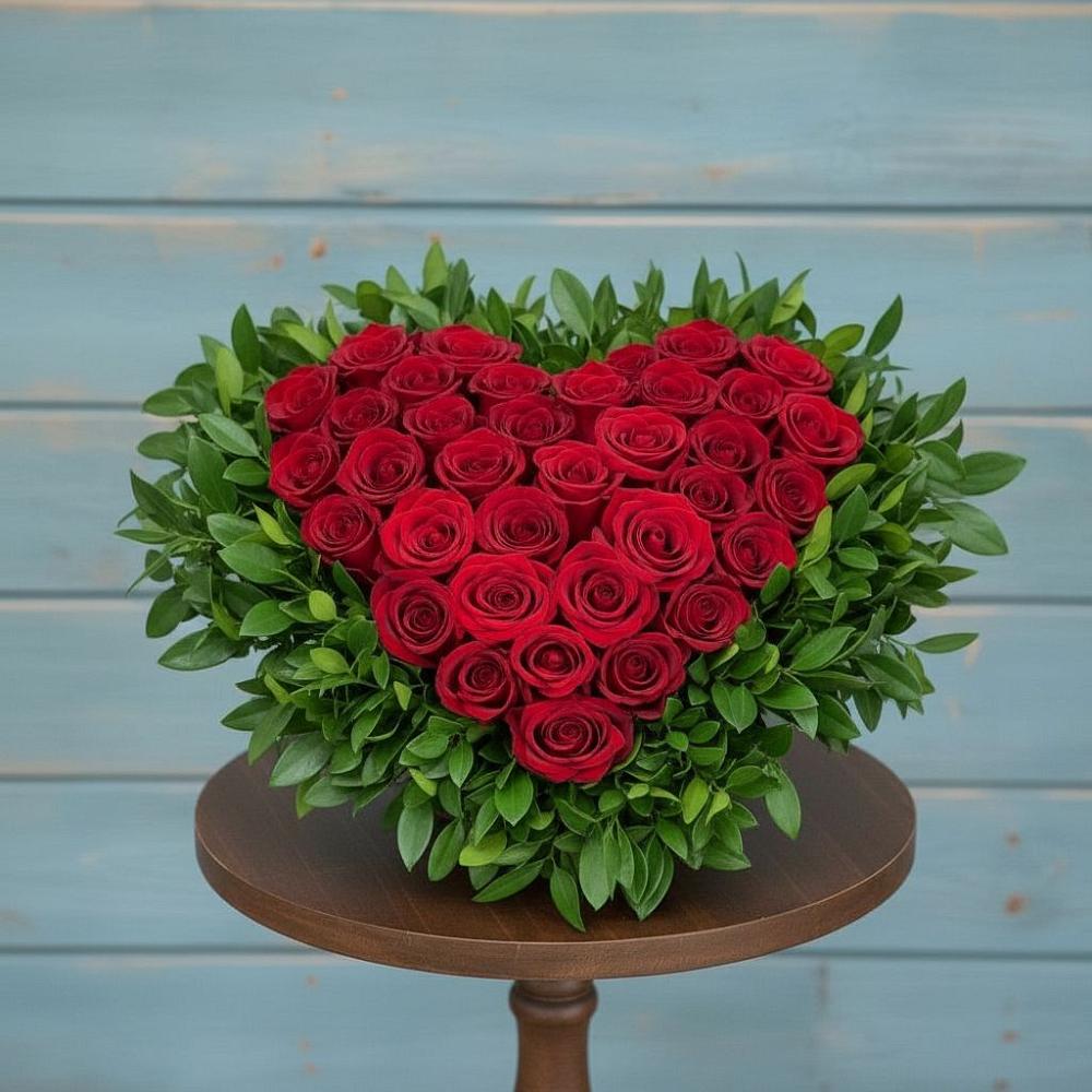 Цветочная композиция из Розы в виде сердца в Спицевке