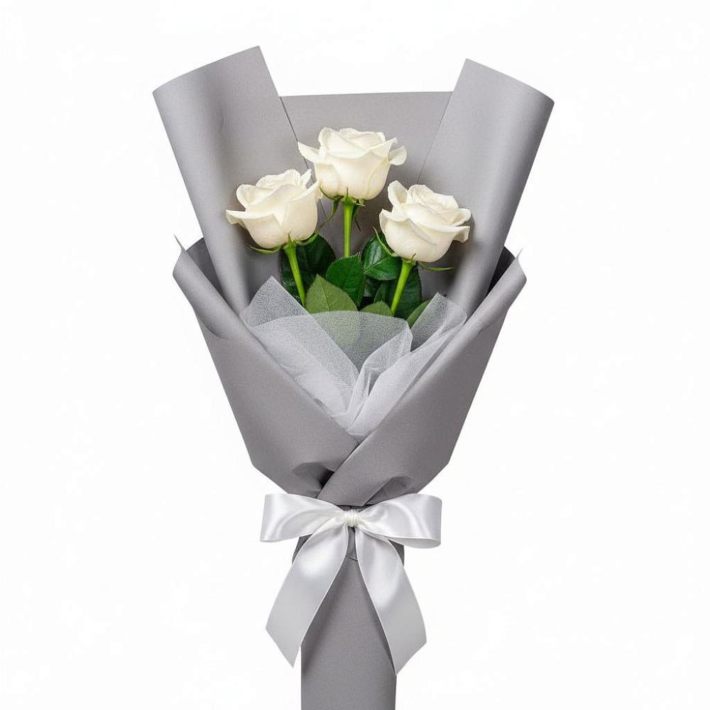 Букет 3 белые розы в Спицевке