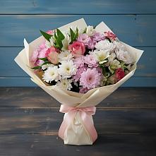 Букет цветов из:  Хризантемы, Альстромерии и Розы в Спицевке