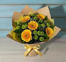 Букет цветов из:  Герберы и Хризантемы в Спицевке