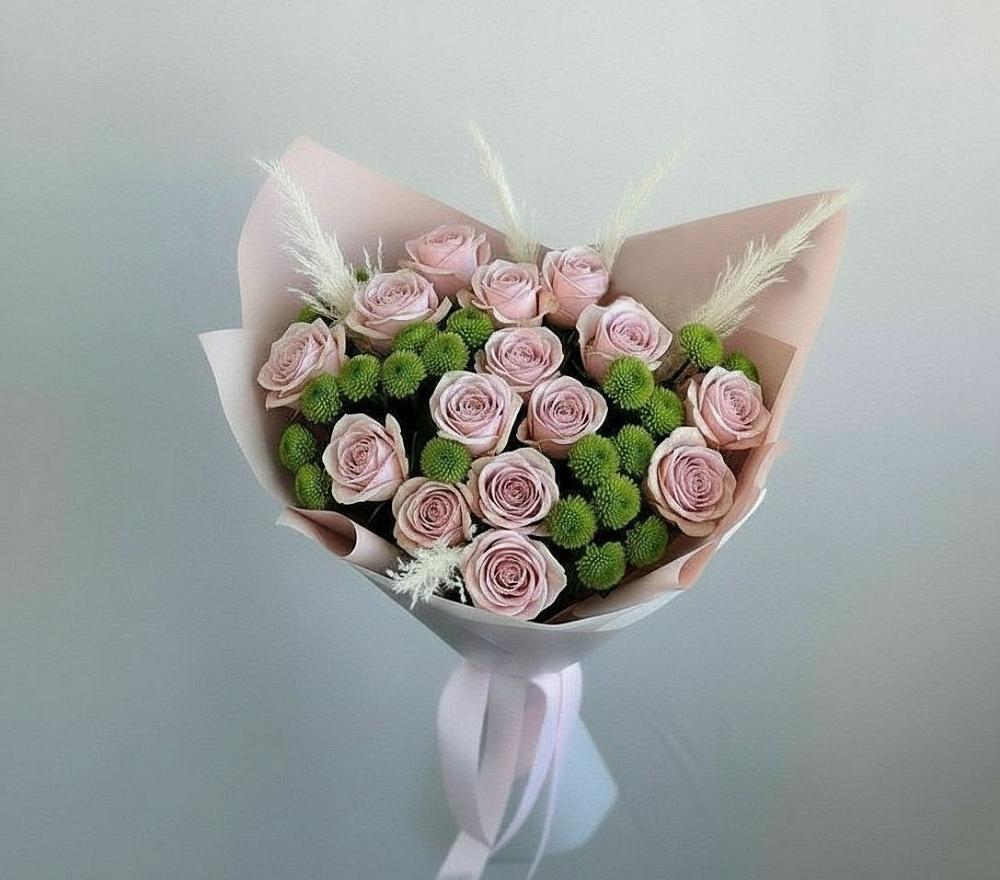 Букет цветов из: Розы и Хризантемы в Спицевке