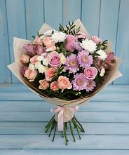 Букет цветов из:  Хризантемы, Розы и Альстромерии в Спицевке
