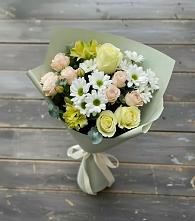 Букет цветов из:  Альстромерии, Розы и Хризантемы в Спицевке