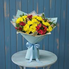 Букет цветов из:  Альстромерии и Хризантемы в Спицевке